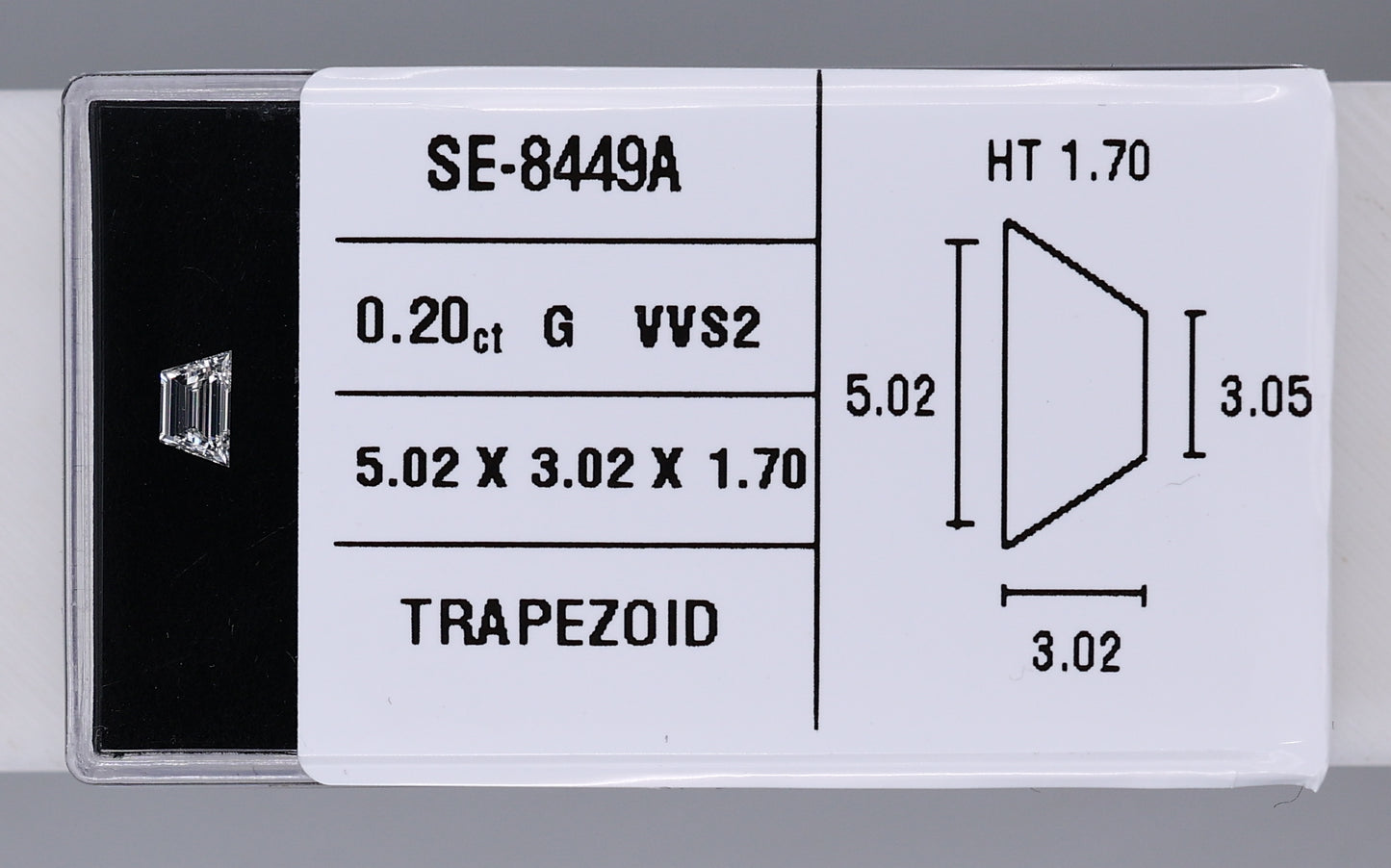0.20 Carat Natural G VVS2 Trapezoid Diamond SE-8449AA