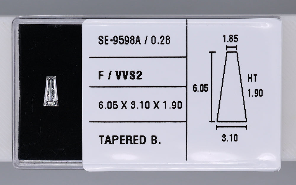 0.28 Carat Natural F VVS2 Tapered baguette Diamond SE-9598A