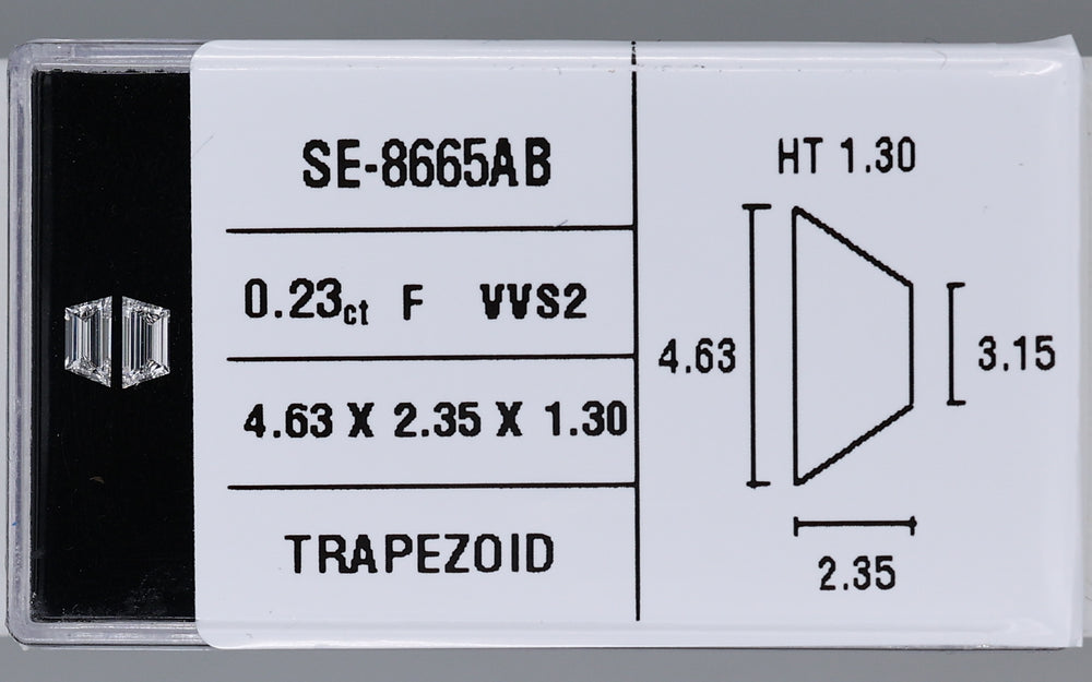 0.23 Carat Natural F VVS2 Trapezoid Diamond SE-8665AB