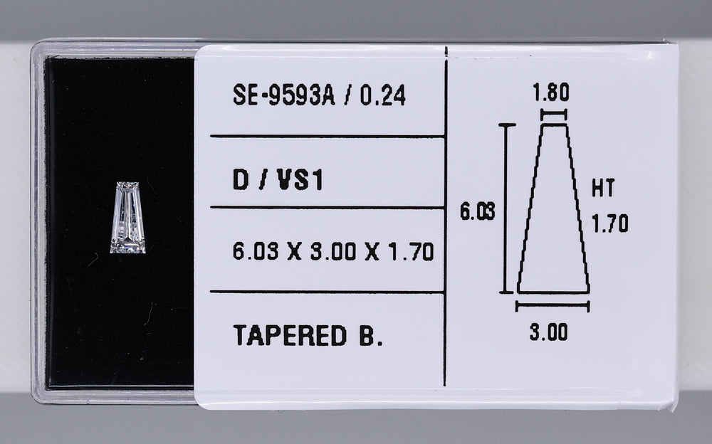 0.24 Carat Natural D VS1 Tapered baguette Diamond SE-9593A