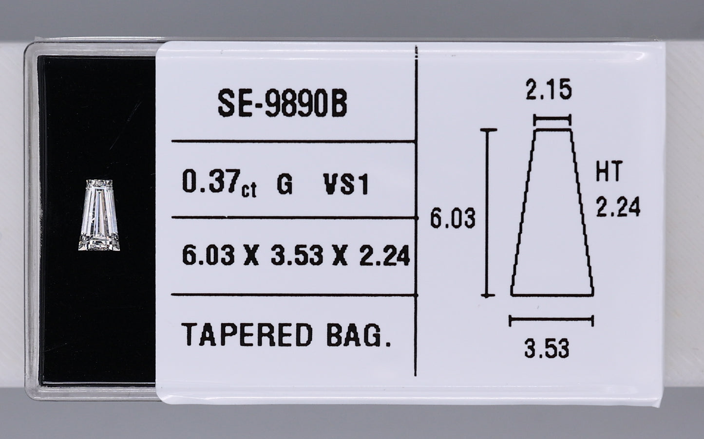 0.37 Carat Natural G VS1 Tapered baguette Diamond SE-9890B