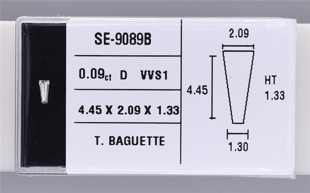0.09 Carat Natural D VVS1 Tapered baguette Diamond SE-9089B