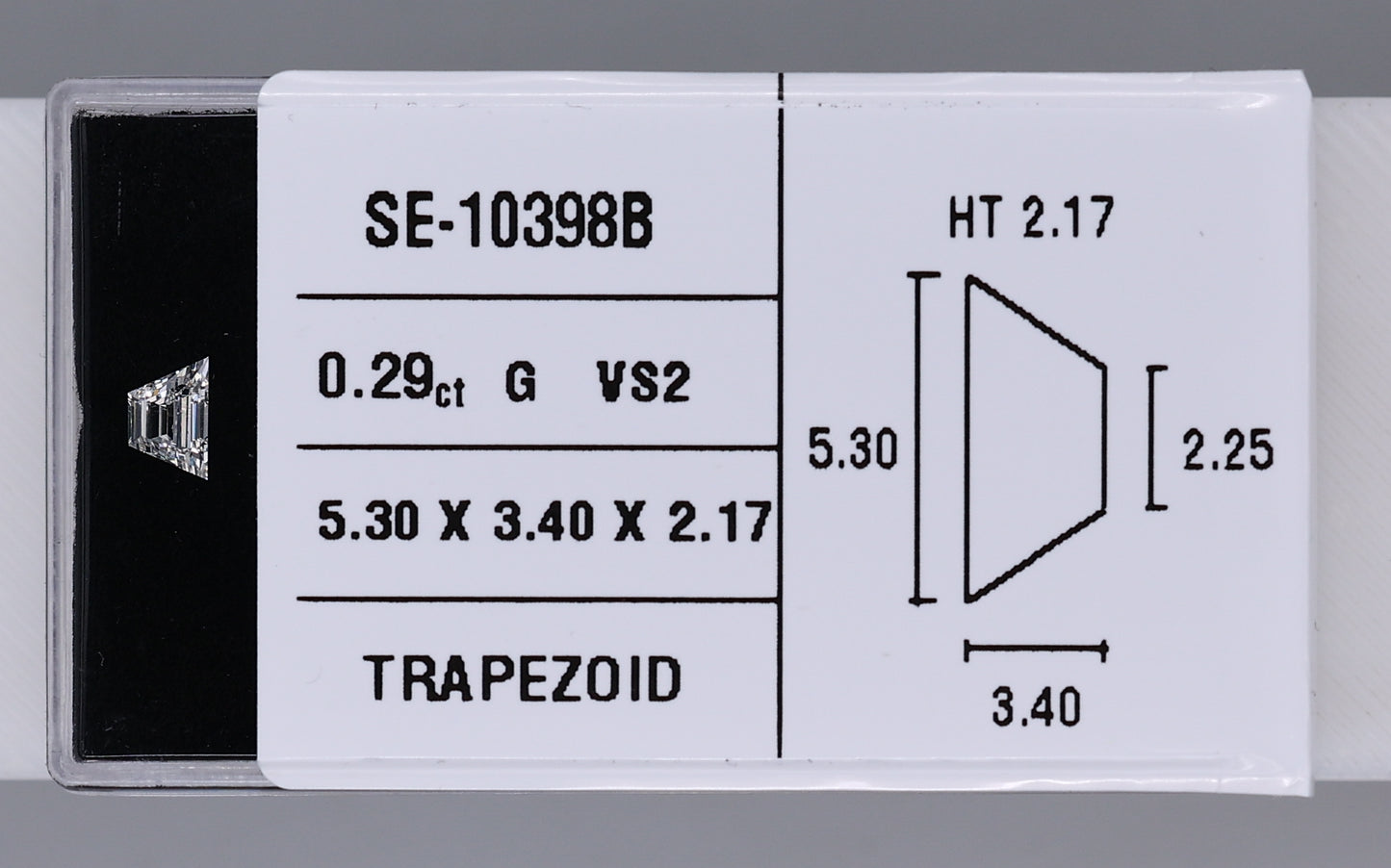 0.29 Carat Natural G VS2 Trapezoid Diamond SE-10398B