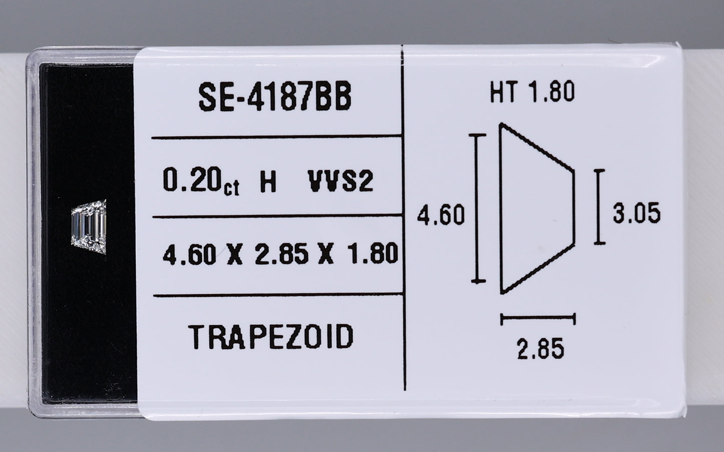 0.20 Carat Natural H VVS2 Trapezoid Diamond SE-4187BB