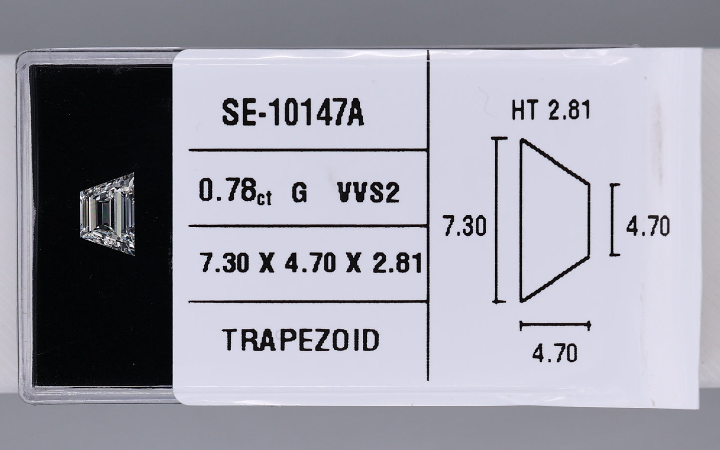 0.78 Carat Natural G VVS2 Trapezoid Diamond SE-10147A