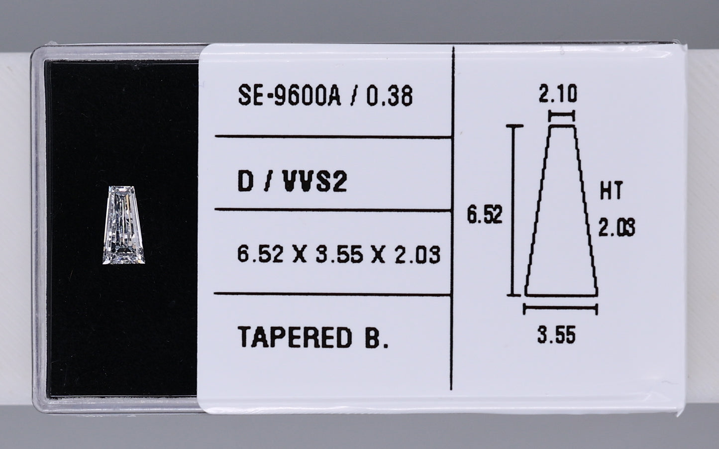 0.38 Carat Natural D VVS2 Tapered baguette Diamond SE-9600A