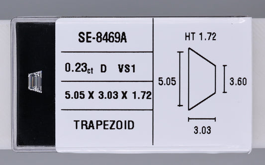 0.23 Carat Natural D VS1 Trapezoid Diamond SE-8469AA