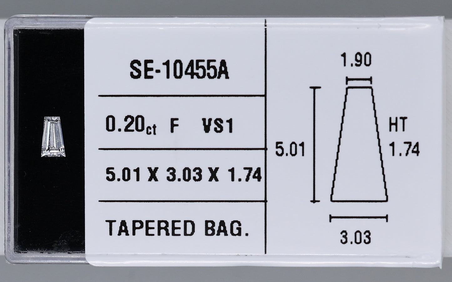 0.20 Carat Natural F VS1 Tapered baguette Diamond SE-10455A