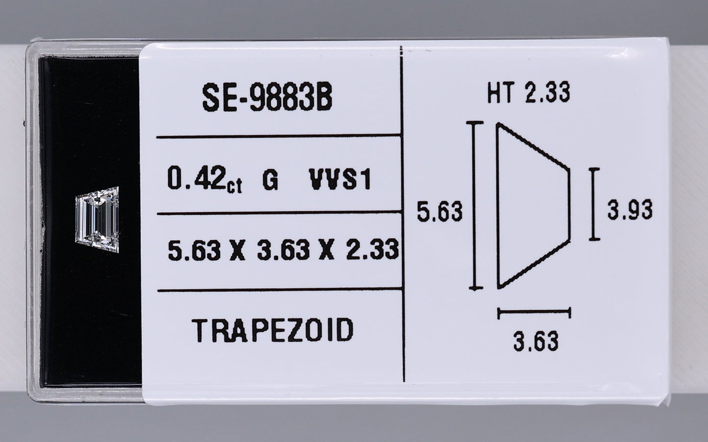 0.42 Carat Natural G VVS1 Trapezoid Diamond SE-9883B