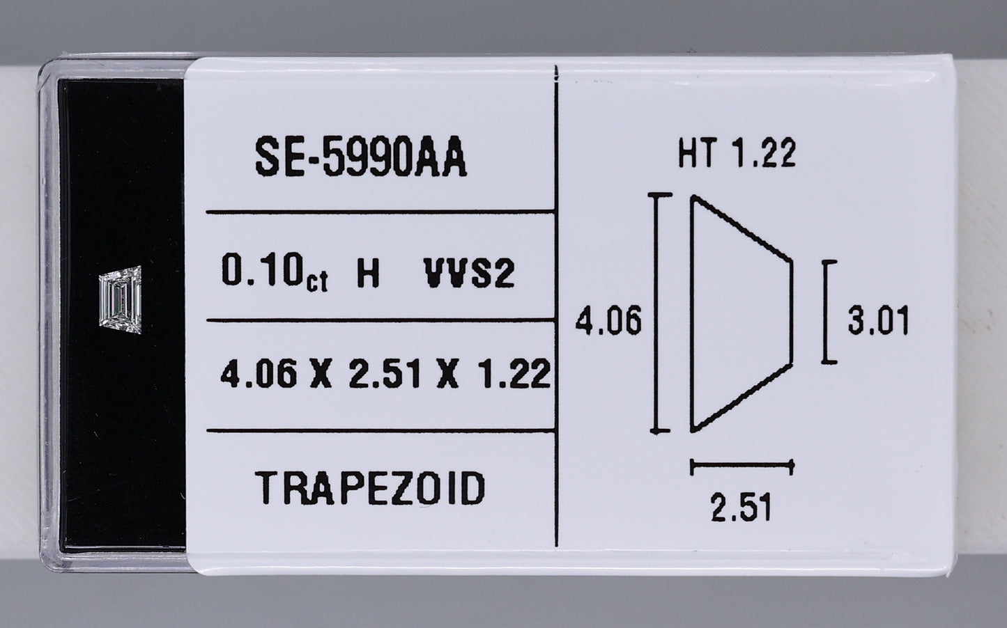 0.10 Carat Natural H VVS2 Trapezoid Diamond SE-5990AA