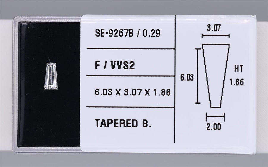 0.29 Carat Natural F VVS2 Tapered baguette Diamond SE-9267B