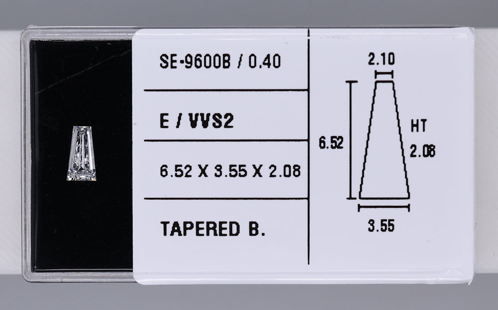 0.40 Carat Natural E VVS2 Tapered baguette Diamond SE-9600B