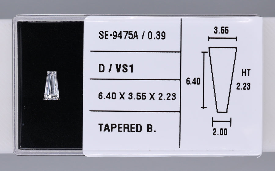 0.39 Carat Natural D VS1 Tapered baguette Diamond SE-9475A