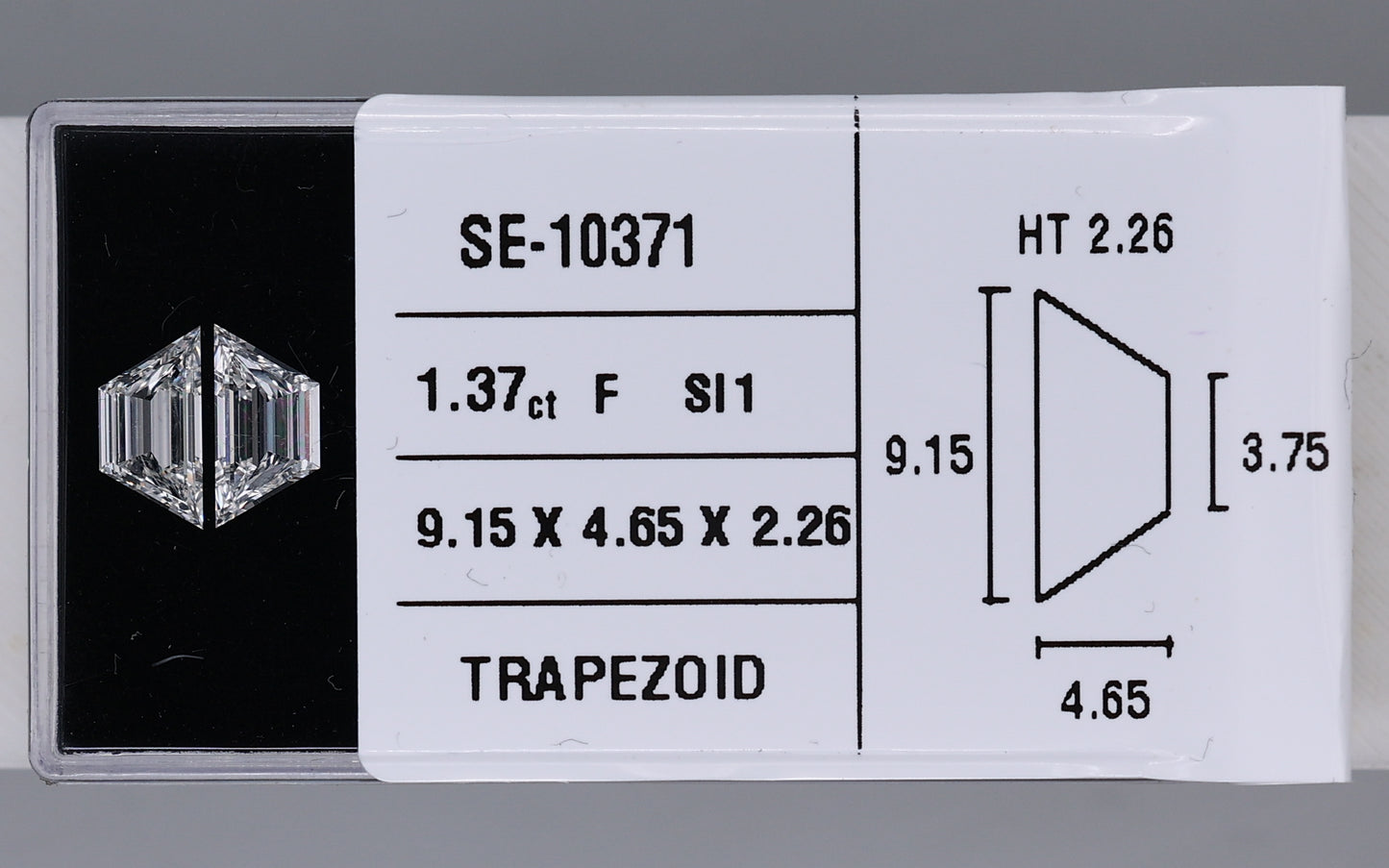 1.37 Carat Natural F SI1 Trapezoid Diamond SE-10371