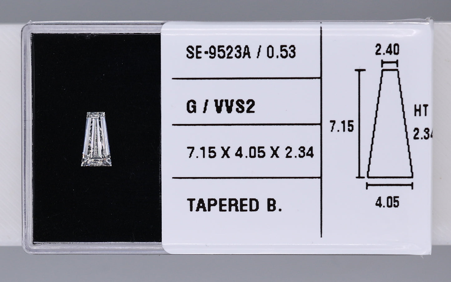 0.53 Carat Natural G VVS2 Tapered baguette Diamond SE-9523A