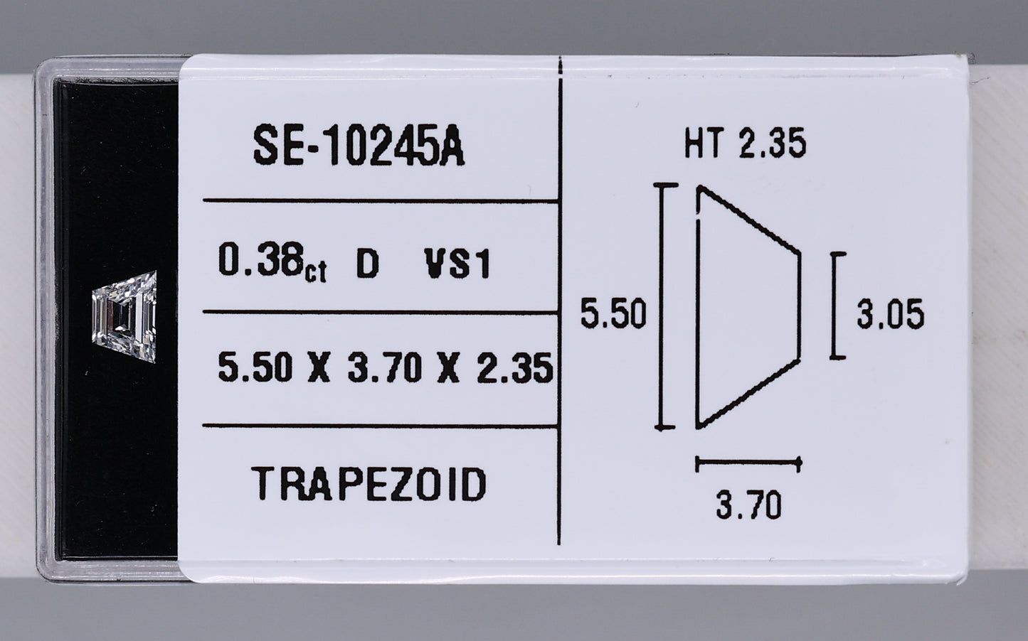 0.38 Carat Natural D VS1 Trapezoid Diamond SE-10245A
