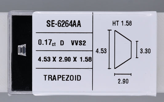 0.17 Carat Natural D VVS2 Trapezoid Diamond SE-6264AA