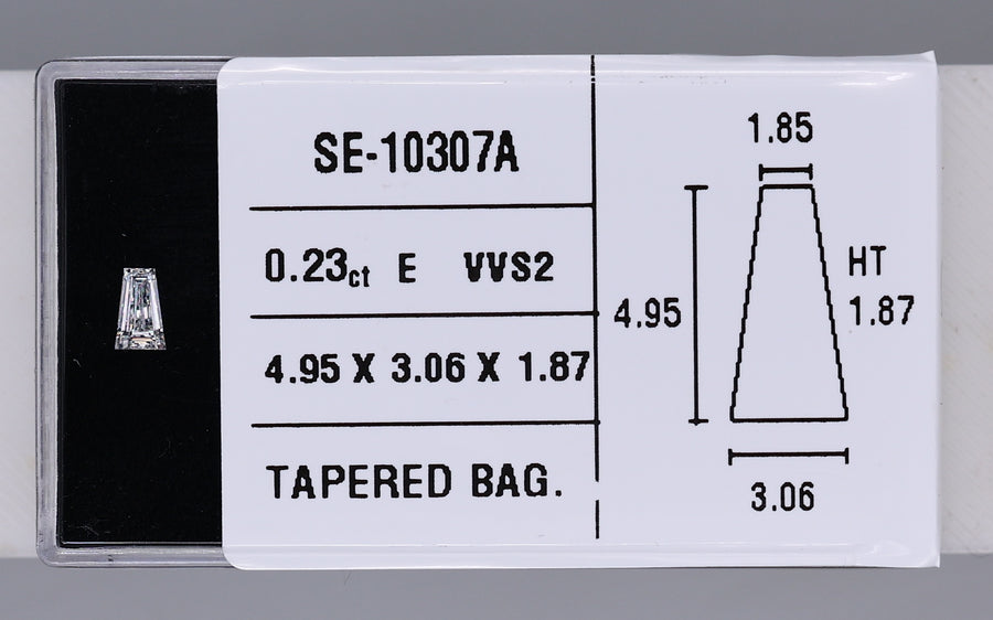 0.23 Carat Natural E VVS2 Tapered baguette Diamond SE-10307A
