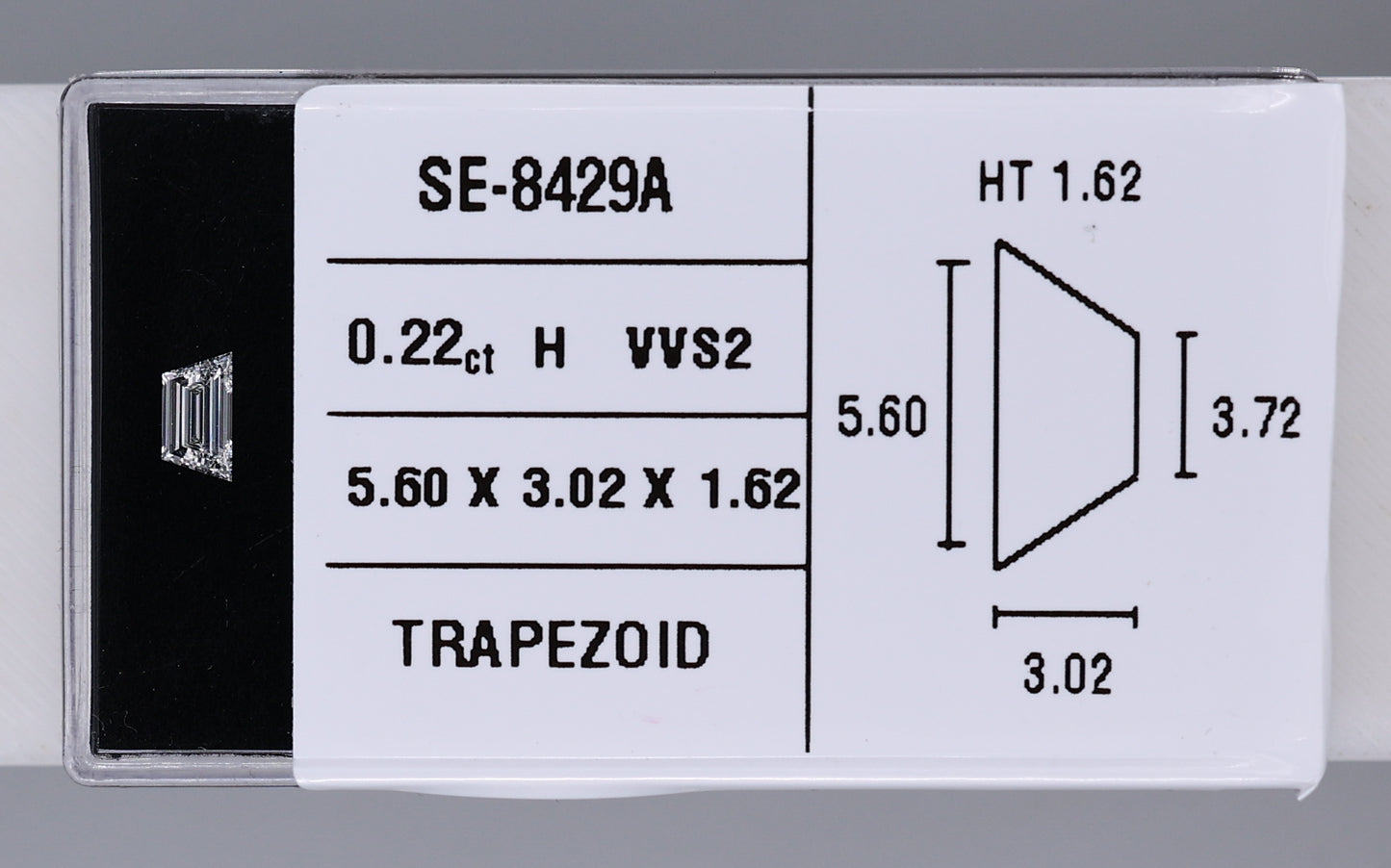 0.22 Carat Natural H VVS2 Trapezoid Diamond SE-8429AA