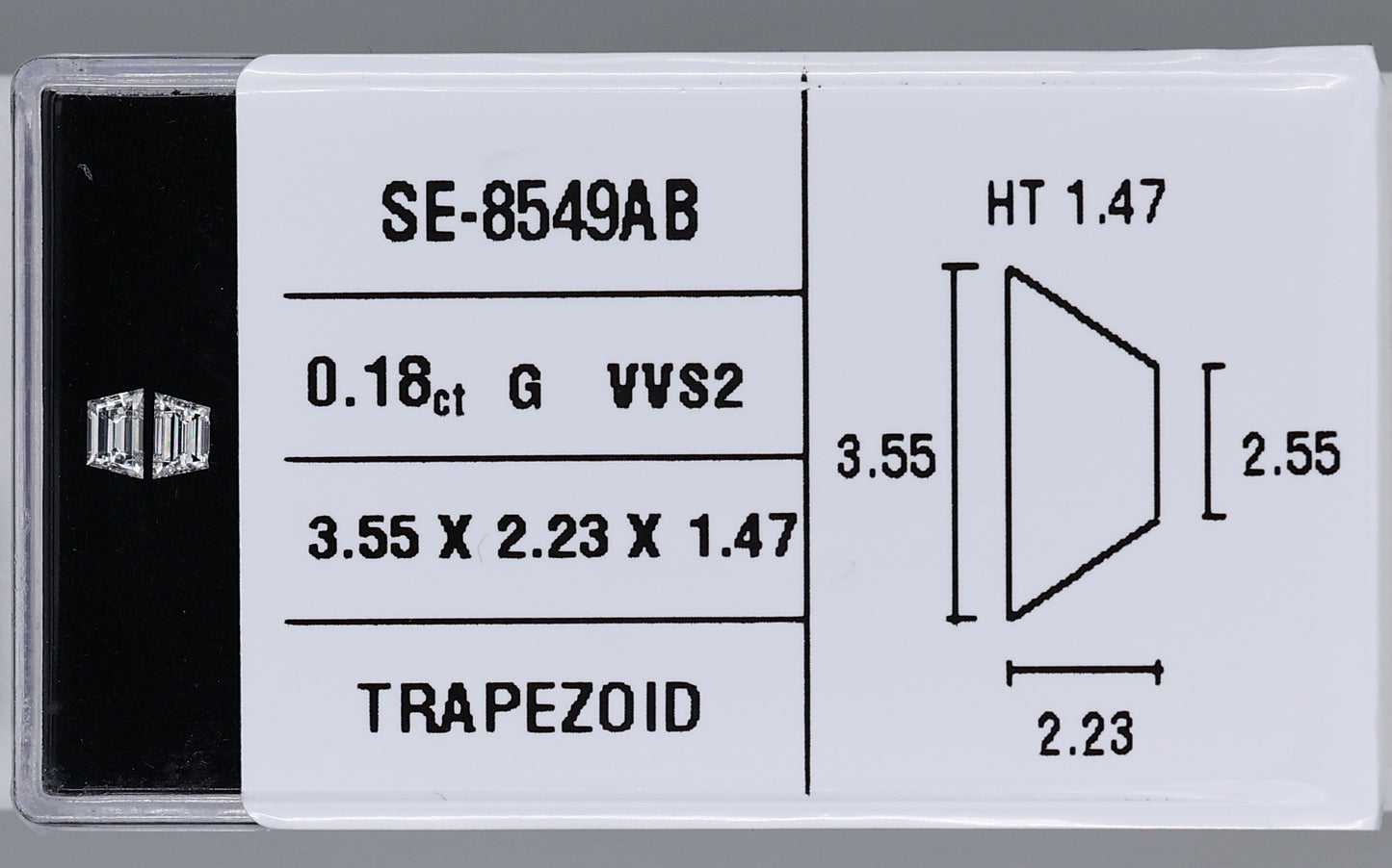 0.18 Carat Natural G VVS2 Trapezoid Diamond SE-8549AB