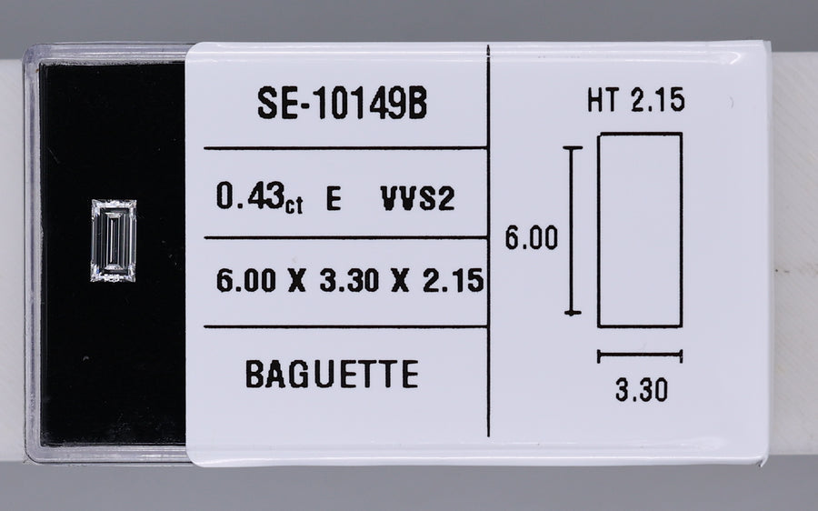 0.43 Carat Natural E VVS2 Baguette Diamond SE-10149B