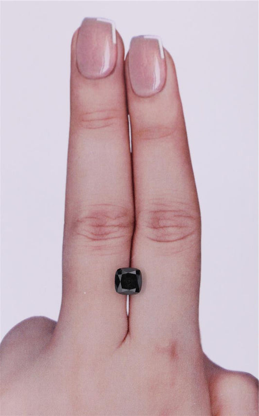GIA 1.33 Carat Natural Fancy Black Cushion Diamond SE-9253GN