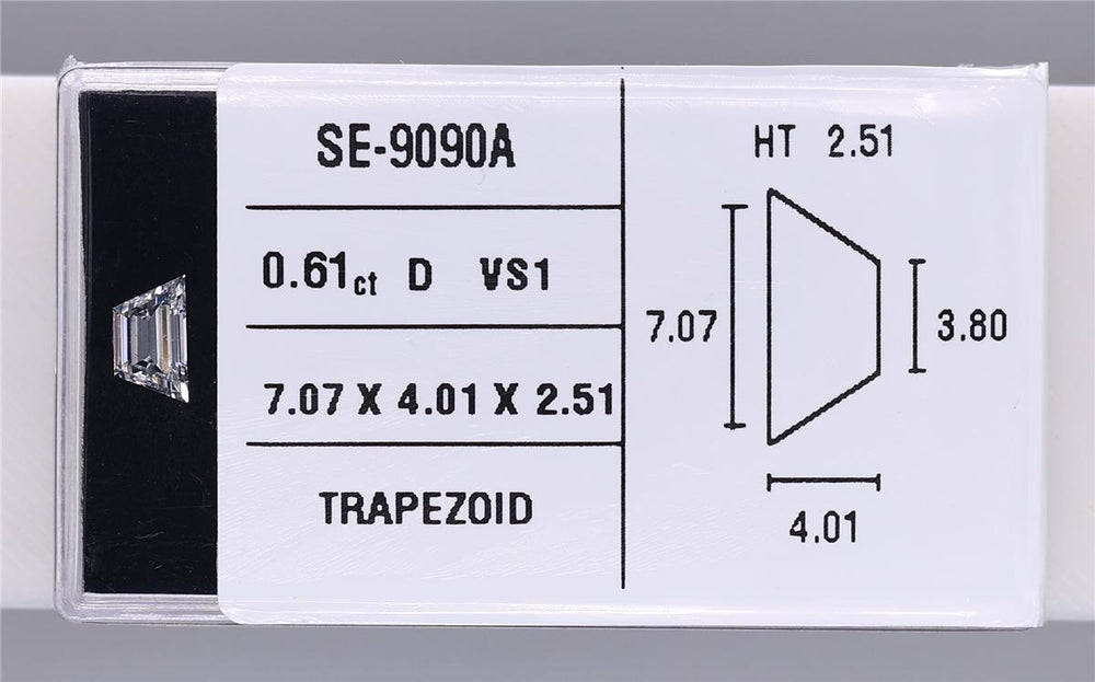 0.61 Carat Natural D VS1 Trapezoid Diamond SE-9090A