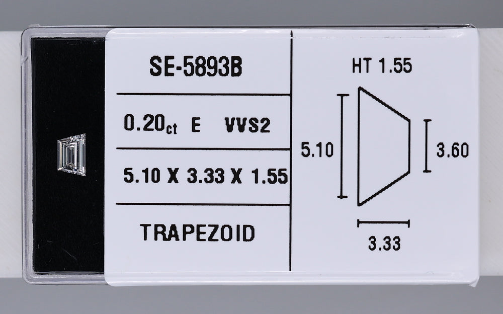 0.20 Carat Natural E VVS2 Trapezoid Diamond SE-5893BB
