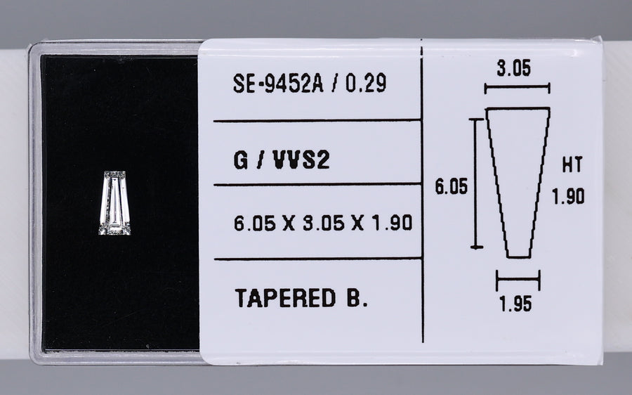 0.29 Carat Natural G VVS2 Tapered baguette Diamond SE-9452A