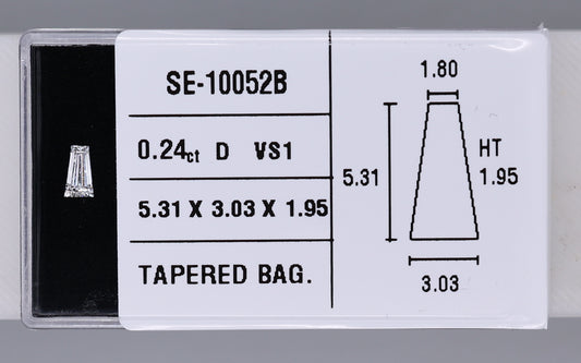 0.24 Carat Natural D VS1 Tapered baguette Diamond SE-10052B