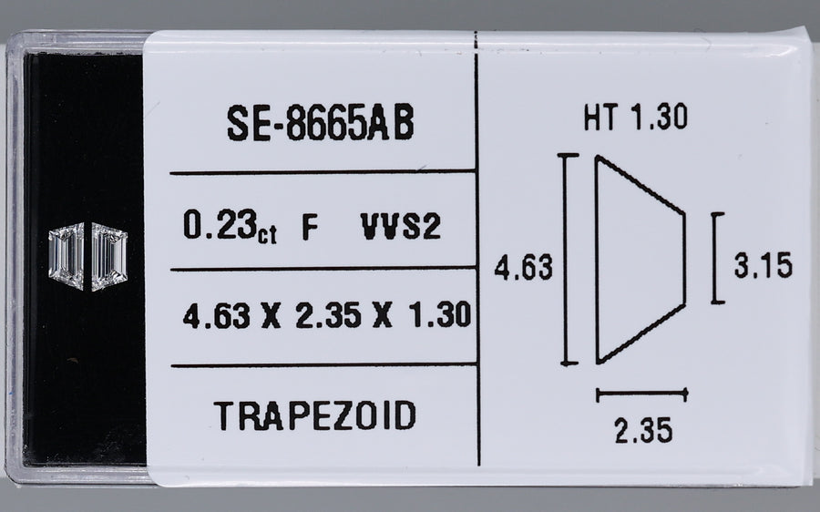 0.23 Carat Natural F VVS2 Trapezoid Diamond SE-8665AB