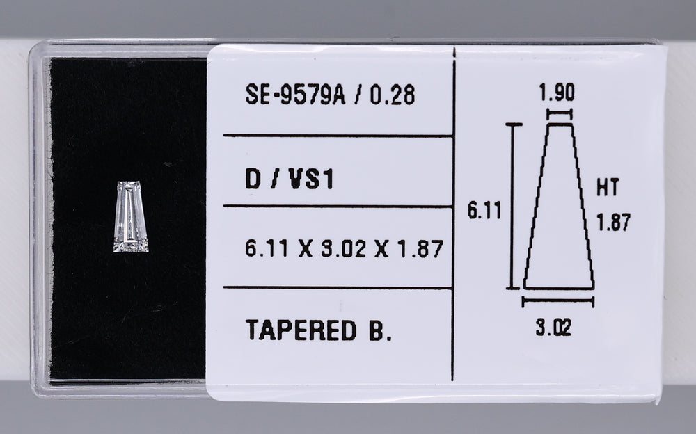 0.28 Carat Natural D VS1 Tapered baguette Diamond SE-9579A