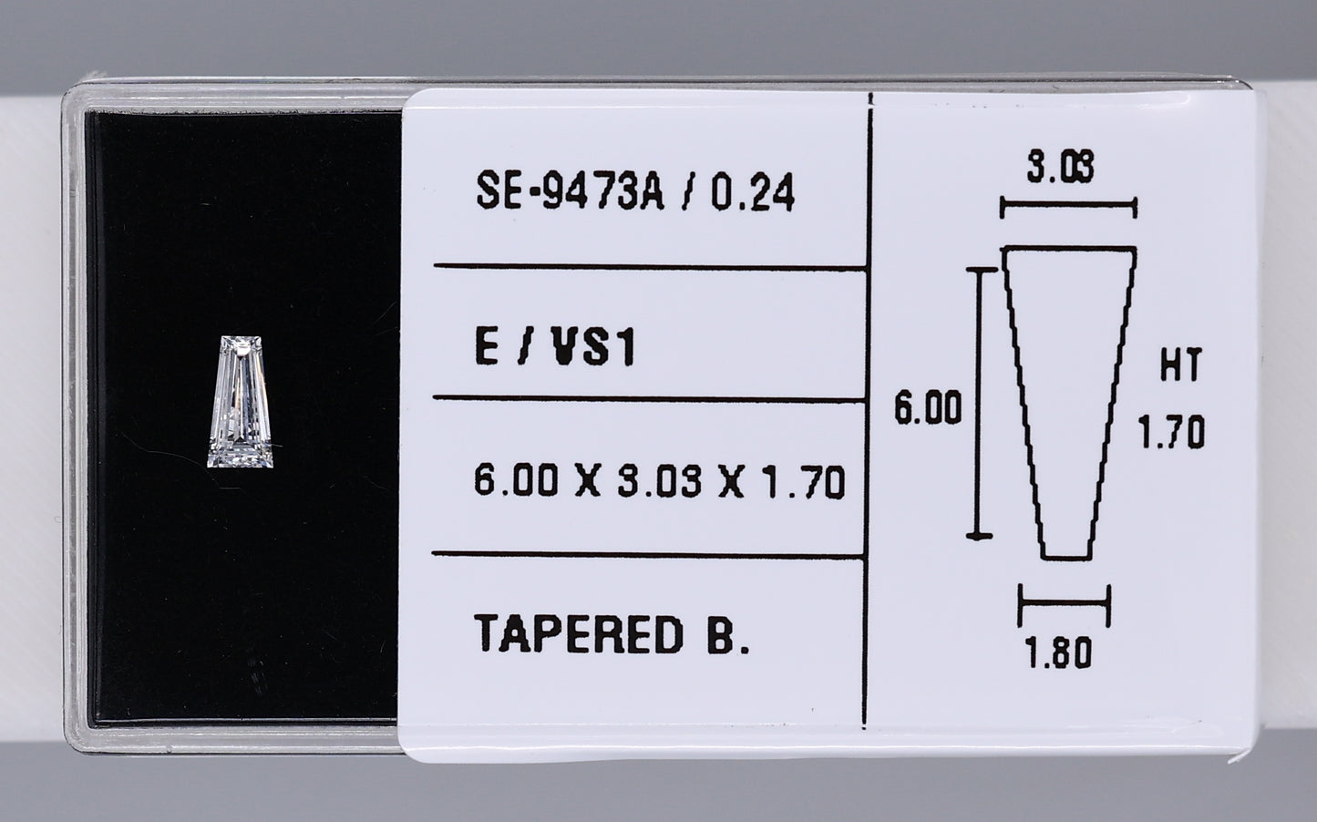 0.24 Carat Natural E VS1 Tapered baguette Diamond SE-9473A