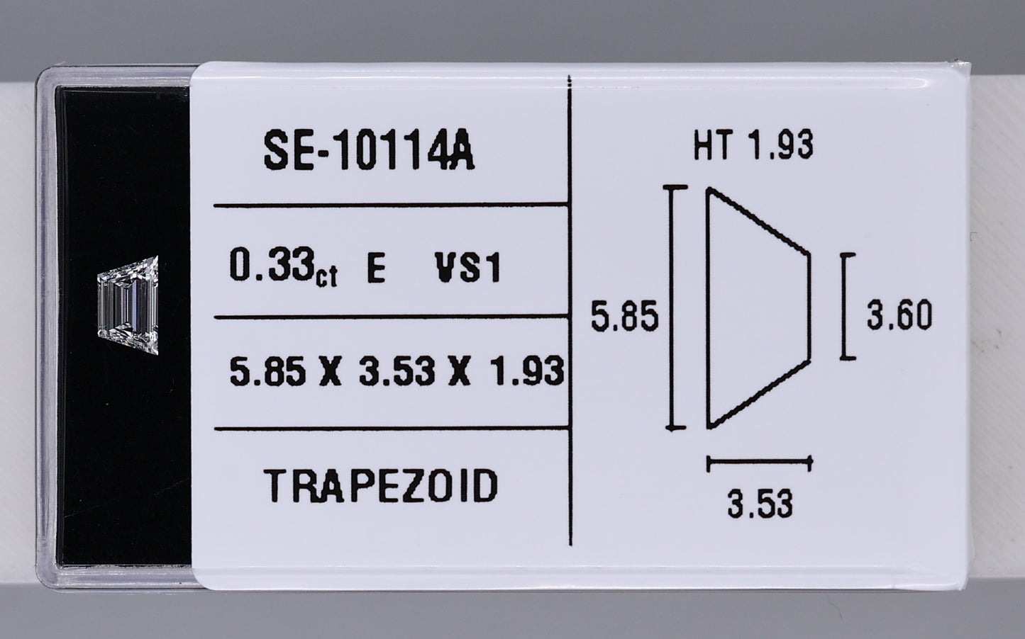 0.33 Carat Natural E VS1 Trapezoid Diamond SE-10114A