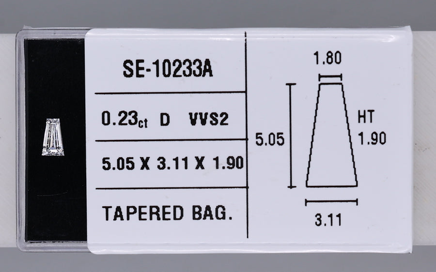 0.23 Carat Natural D VVS2 Tapered baguette Diamond SE-10233A