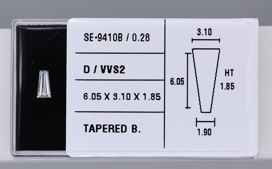 0.28 Carat Natural D VVS2 Tapered baguette Diamond SE-9410B