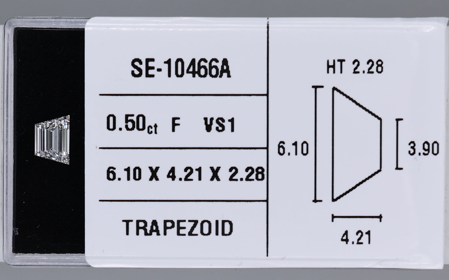 0.50 Carat Natural F VS1 Trapezoid Diamond SE-10466A