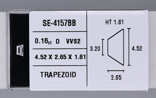 0.16 Carat Natural D VVS2 Trapezoid Diamond SE-4157BBB