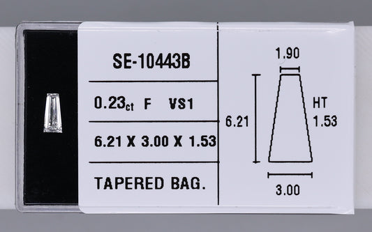 0.23 Carat Natural F VS1 Tapered baguette Diamond SE-10443B