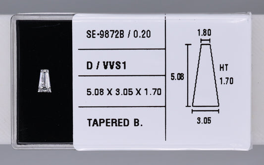 0.20 Carat Natural D VVS1 Tapered baguette Diamond SE-9872B