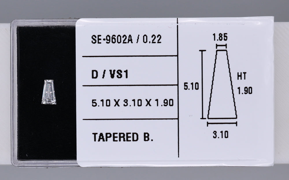 0.22 Carat Natural D VS1 Tapered baguette Diamond SE-9602A