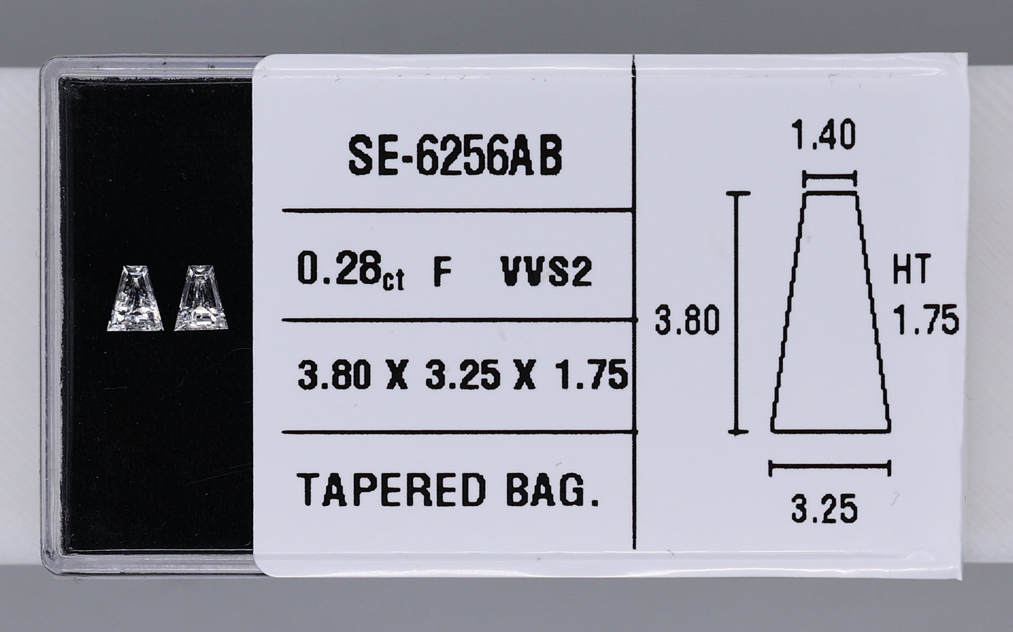0.28 Carat Natural F VVS2 Tapered baguette Diamond SE-6256AB
