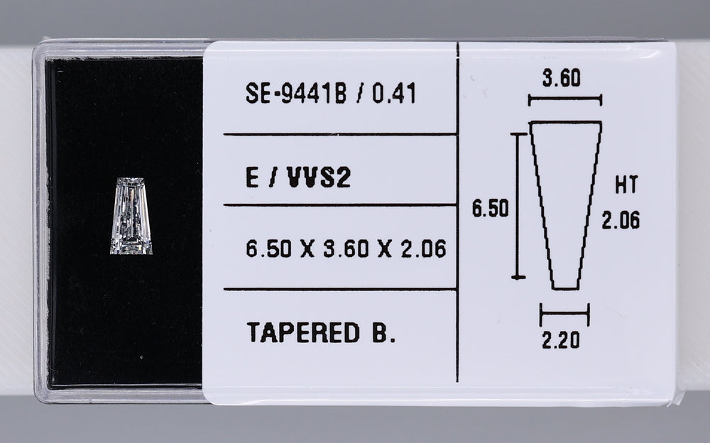 0.41 Carat Natural E VVS2 Tapered baguette Diamond SE-9441B