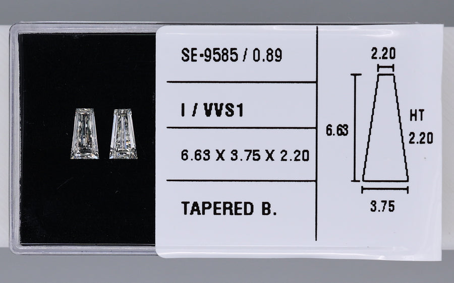 0.89 Carat Natural I VVS1 Tapered baguette Diamond SE-9585