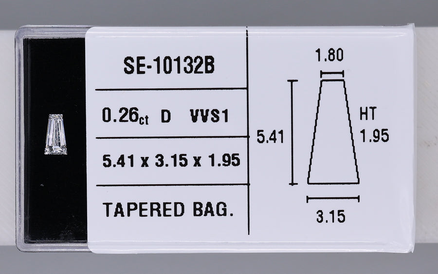 0.26 Carat Natural D VVS1 Tapered baguette Diamond SE-10132B