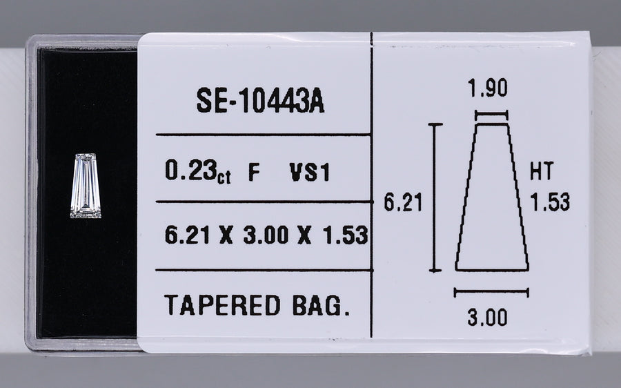 0.23 Carat Natural F VS1 Tapered baguette Diamond SE-10443A