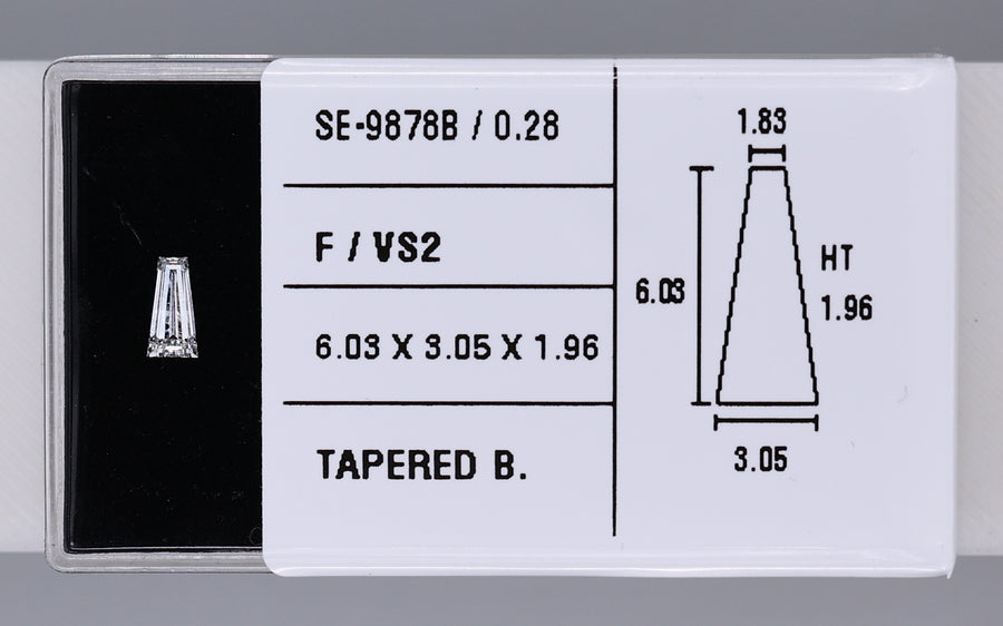 0.28 Carat Natural F VS2 Tapered baguette Diamond SE-9878B
