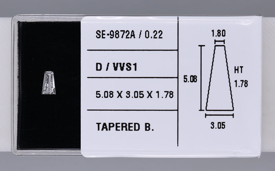 0.22 Carat Natural D VVS1 Tapered baguette Diamond SE-9872A