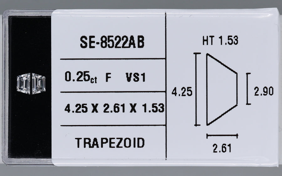 0.25 Carat Natural F VS1 Trapezoid Diamond SE-8522AB