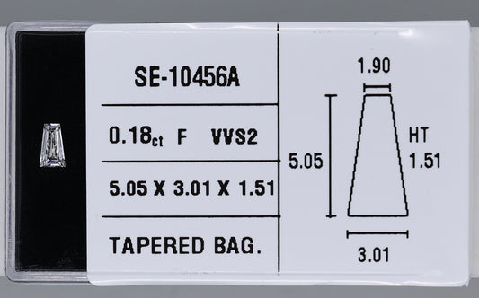 0.18 Carat Natural F VVS2 Tapered baguette Diamond SE-10456A